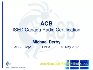 ACB ISED Canada Radio Certification