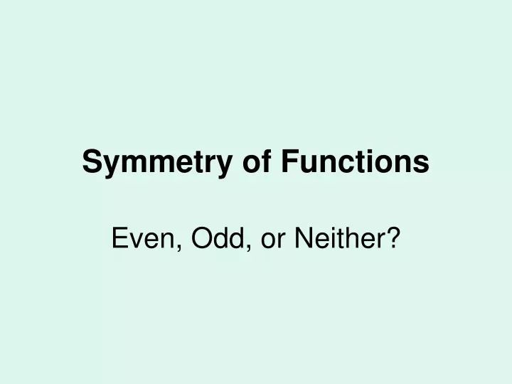 symmetry of functions