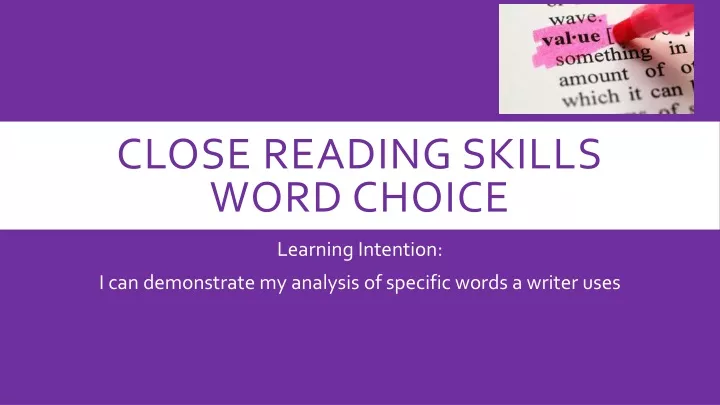 close reading skills word choice