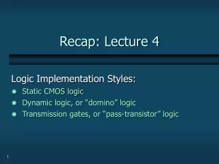Recap: Lecture 4