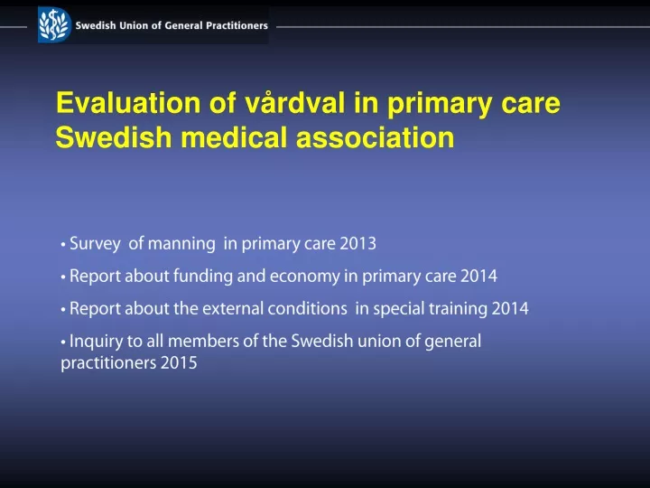 evaluation of v rdval in primary care swedish
