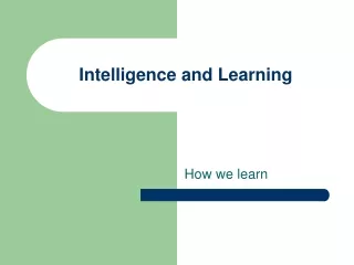 Intelligence and Learning