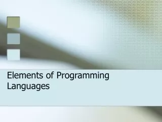 Elements of Programming Languages