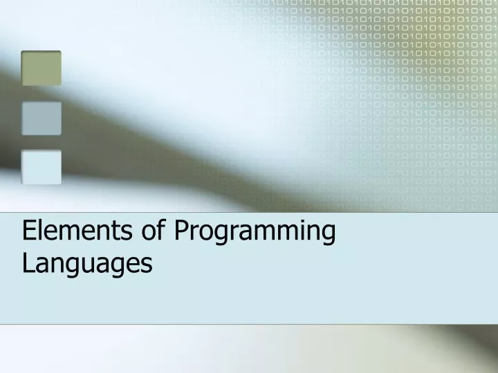 elements of programming languages