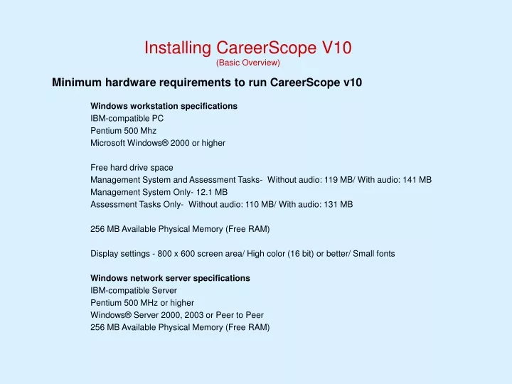 installing careerscope v10 basic overview