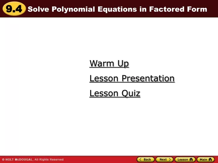 solve polynomial equations in factored form