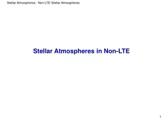 Stellar Atmospheres in Non-LTE
