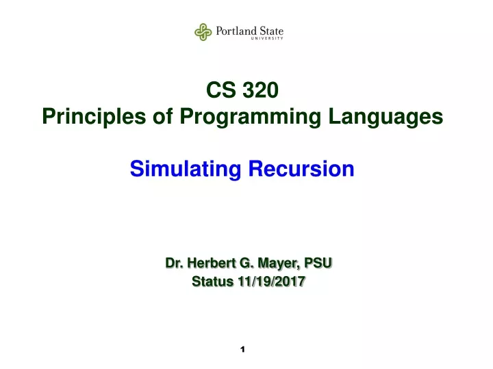 cs 320 principles of programming languages