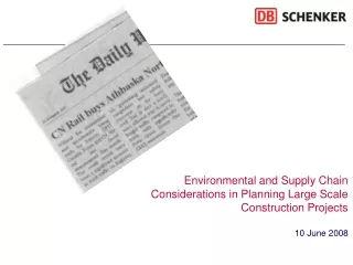 Environmental and Supply Chain Considerations in Planning Large Scale Construction Projects