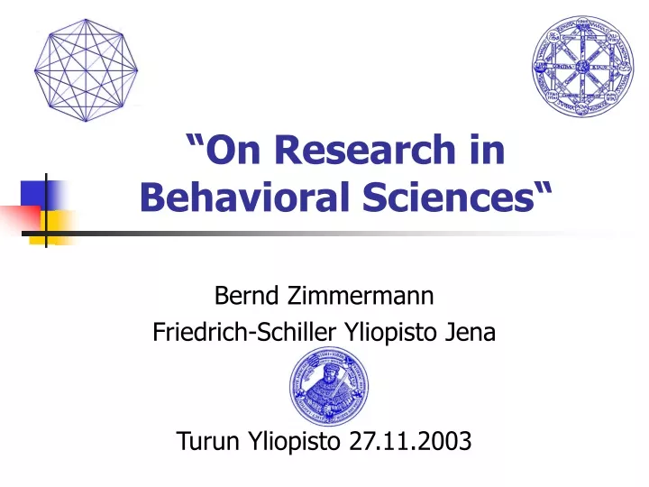 on research in behavioral sciences