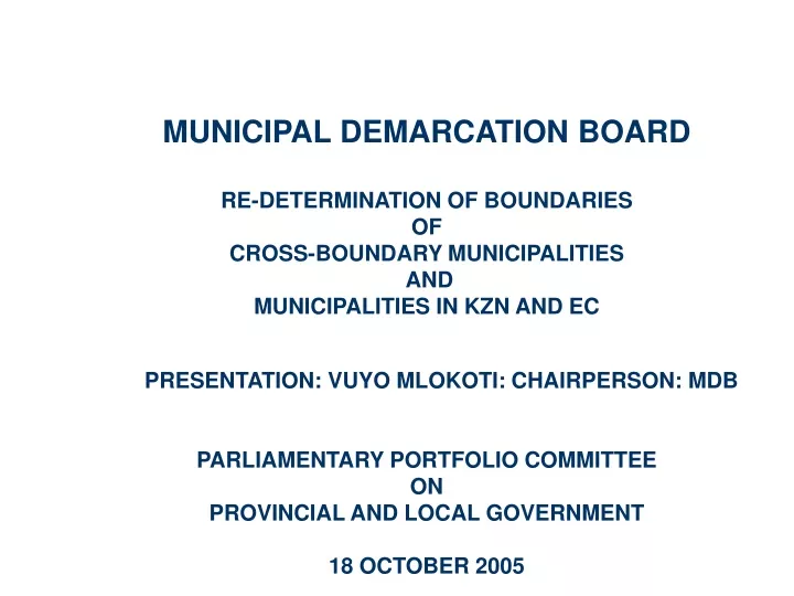 municipal demarcation board re determination