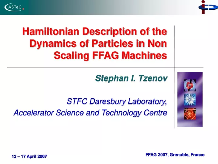 hamiltonian description of the dynamics of particles in non scaling ffag machines