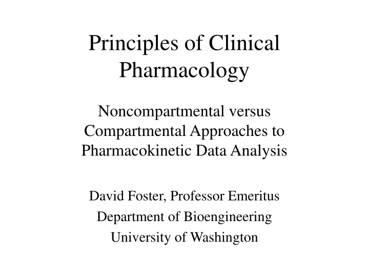 principles of clinical pharmacology