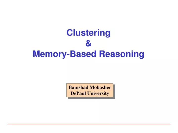 clustering memory based reasoning