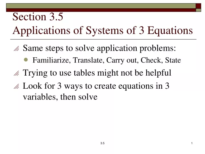 section 3 5 applications of systems of 3 equations