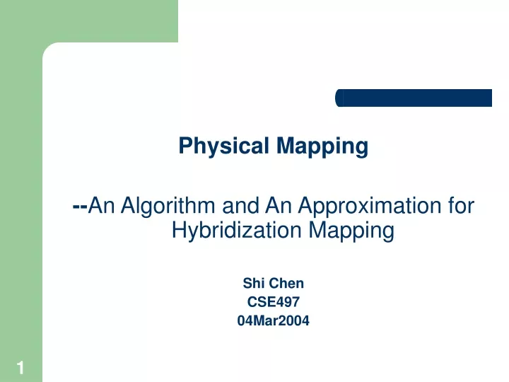 physical mapping an algorithm