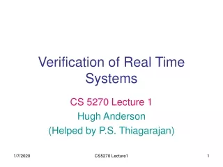 Verification of Real Time Systems