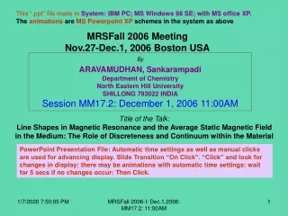 MRSFall 2006 Meeting                                      Nov.27-Dec.1, 2006 Boston USA