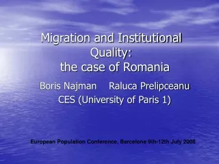 Migration and Institutional Quality:   the case of Romania