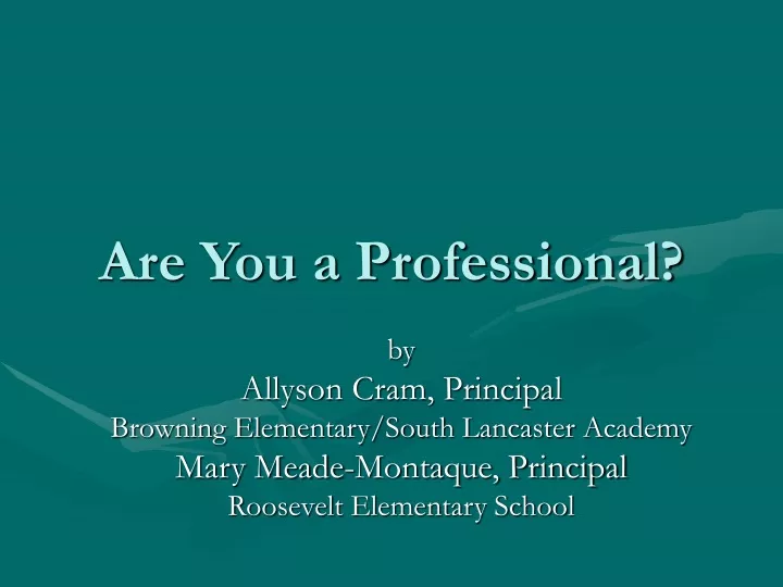 are you a professional