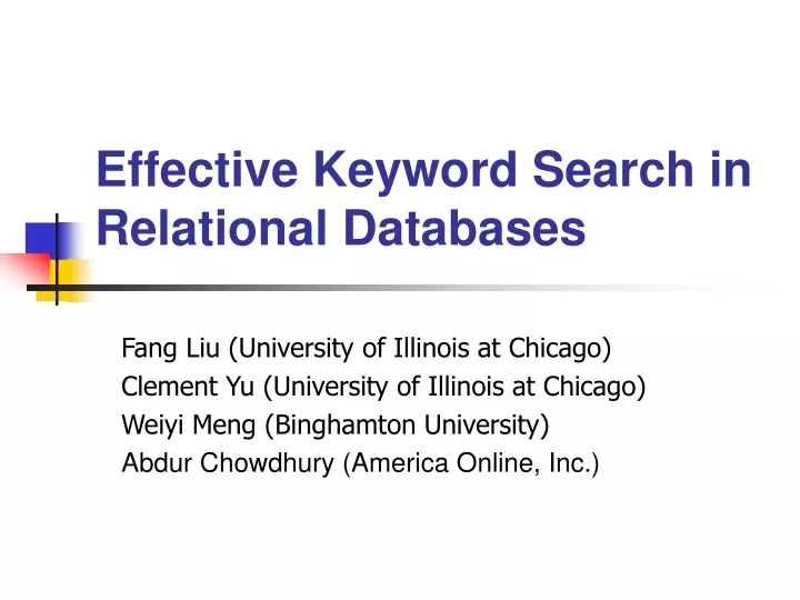 effective keyword search in relational databases
