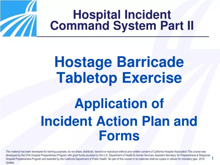 hostage barricade tabletop exercise application of incident action plan and forms