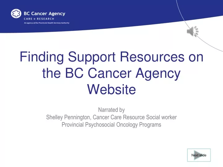 finding support resources on the bc cancer agency website