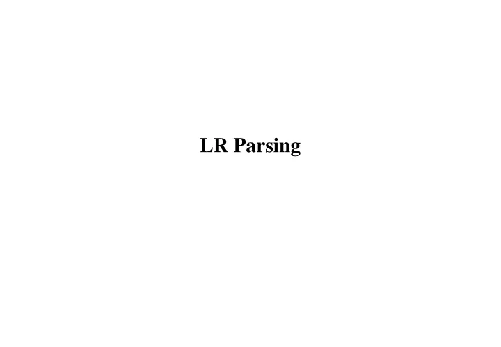 lr parsing