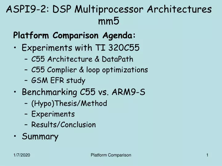 aspi9 2 dsp multiprocessor architectures mm5