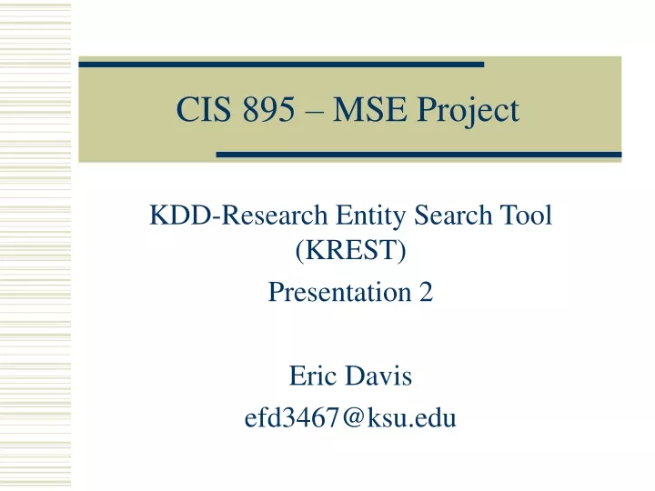cis 895 mse project