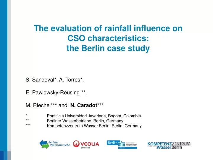 the evaluation of rainfall influence on cso characteristics the berlin case study