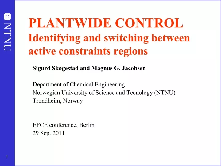 plantwide control identifying and switching between active constraints regions