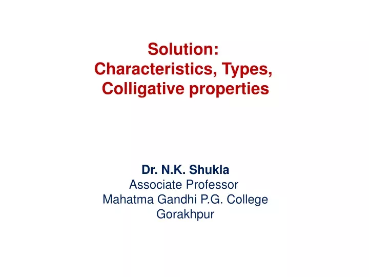 solution characteristics types colligative