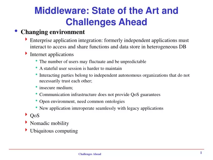 middleware state of the art and challenges ahead