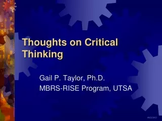 Thoughts on Critical Thinking