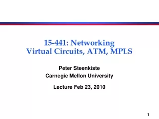 15-441: Networking Virtual Circuits, ATM, MPLS