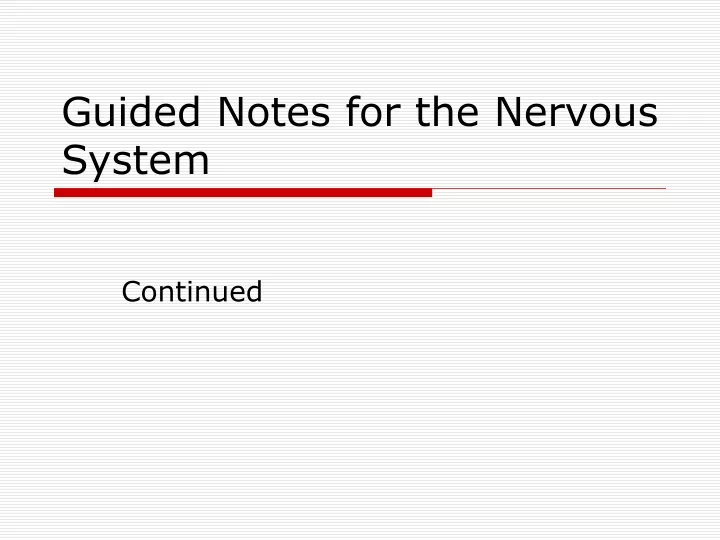 guided notes for the nervous system