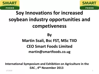 Soy Innovations for increased soybean industry opportunities and competiveness