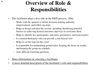 Overview of Role &amp; Responsibilities