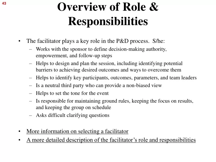 overview of role responsibilities