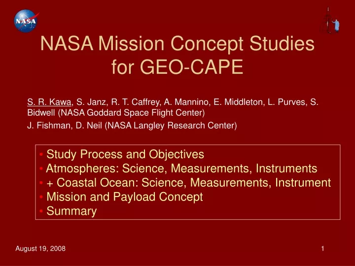 nasa mission concept studies for geo cape