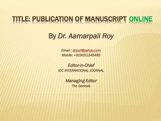 Title: PUBLICATION OF MANUSCRIPT