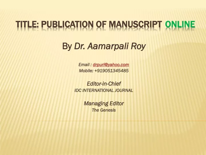 title publication of manuscript