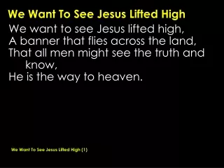 We Want To See Jesus Lifted High