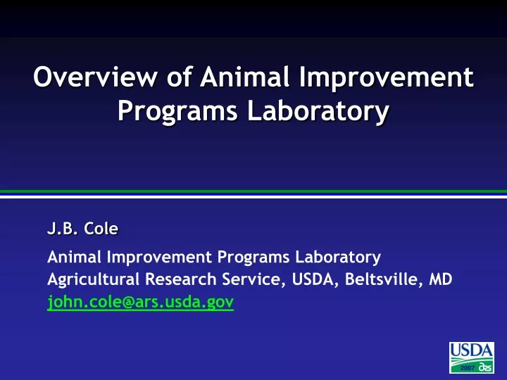 overview of animal improvement programs laboratory