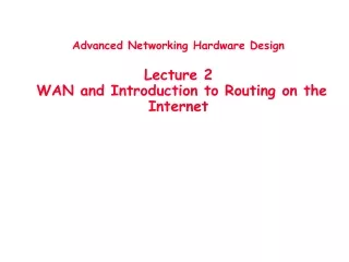 Advanced Networking Hardware Design Lecture 2   WAN and Introduction to Routing on the Internet