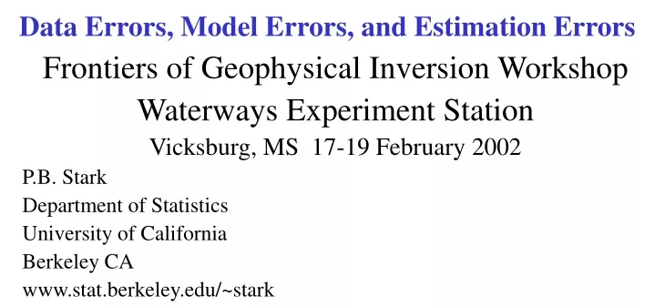 data errors model errors and estimation errors