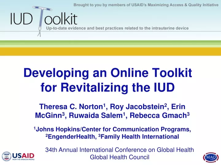 developing an online toolkit for revitalizing the iud
