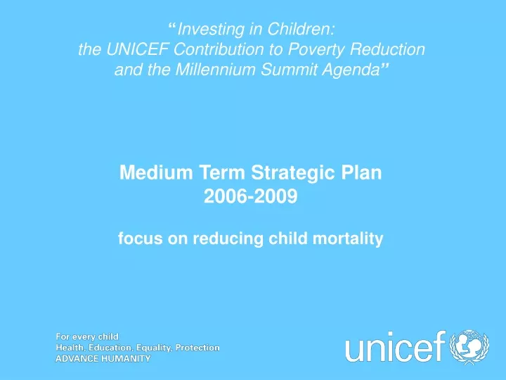 investing in children the unicef contribution