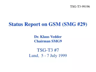 Status Report on GSM (SMG #29)
